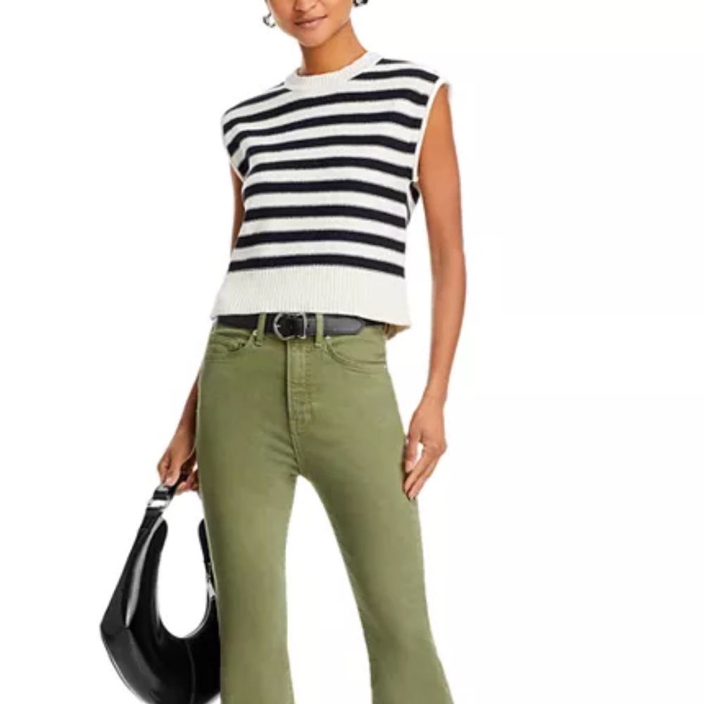 NWT! Veronica Beard Vera Striped Sleeveless Knit sweater tank Top large